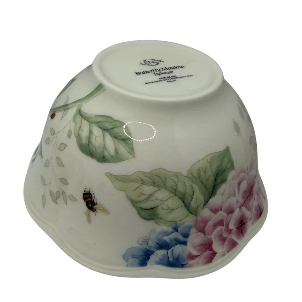 Set of 4 Lenox Butterfly Meadow‎ Hydrangea Bowls Porcelain Floral Butterfly 5.5